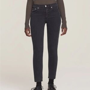 AGOLDE Toni Mid-Rise Slim Straight Jeans 26 Washed Black